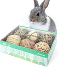 Natural Bunny Chew Toys Funny Safe Hay Grass Ball for Chinchilla Guinea Pig Rats Rabbits Hamster Gerbil Degu (6PC)