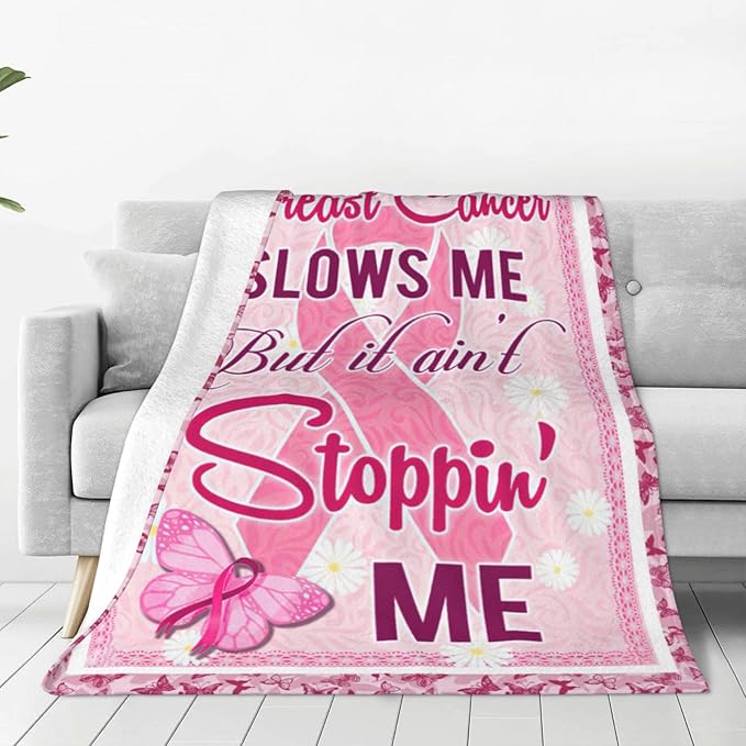 Breast Cancer Survivor Gifts Blanket Breast Cancer Awareness Throw Blankets Cozy Fleece Flannel Blanket Soft Warm Plush Lightweight Bedding Accessories Gift for Women for Couch Sofa Bed 40"X50"