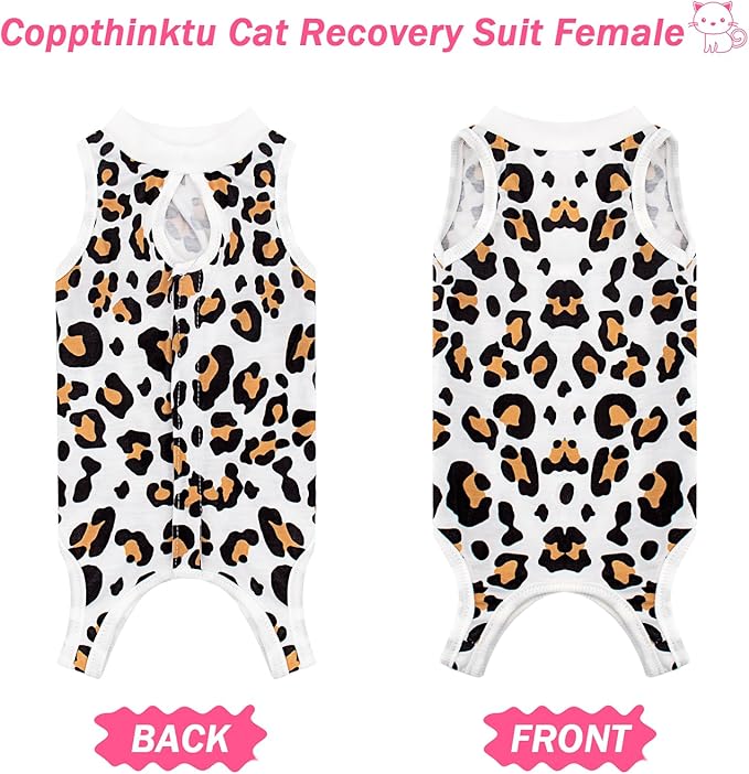 Cat Recovery Suit Female Cats Onesie for Cats, Breathable Cat Surgery Suit for Surgical Abdominal Wounds Skin Diseases, Cute Kitten Spay Recovery Suit E-Collar Alternative Anti Licking