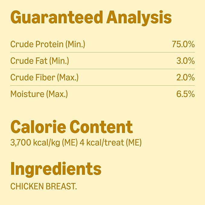 Amazon Basics Dog Treats Freeze Dried Raw Single Ingredient Chicken Breast, High Protein, Healthy Training Treats or Meal Topper for All Dogs, Grain-Free, 3 Oz (Pack of 2) (Previously Wag)