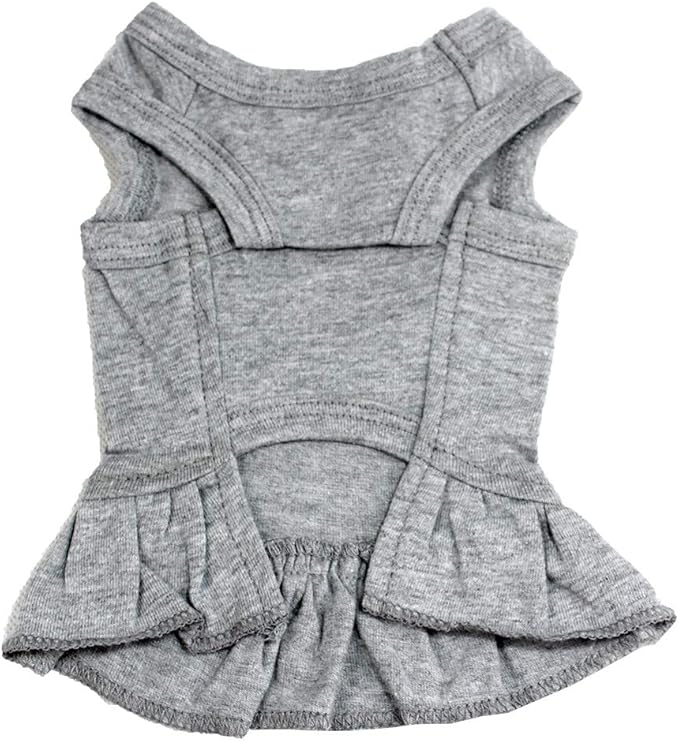 Pet Clothes Small Dog Clothing Blank Color Sport Dress T-Shirts Tee Dresses Tanks Top for Small Size Female Dogs Summer Spring Pet Costumes 100% Cotton (M, Gray)
