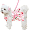 ABRRLO Cute Dog Dress Small Dog Clothes for Girls Female Puppy Outfits Pink Floral Pet Summer Clothes Bowknot Doggy Cat Princess Dress Harness Set for Holiday Birthday Party Costume Clothing (Pink,S)