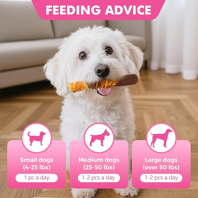 Dog Treats, Triple Flavor 6 Inch Rawhide Rolls, Chicken Duck and Chicken Liver Wrapped Rawhide Dog Chews, Suitable for Medium Dogs, 17.6 oz