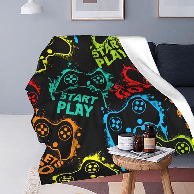 Gaming Blanket Gaming Throw Blankets Cozy Fleece Flannel Plush Blanket Bedding Game Gifts for Boys Girls Men Women Lovers Adults Decor for Couch Sofa Bed 80"X60"