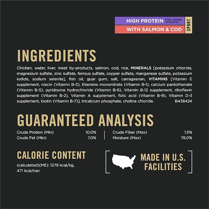 Purina Pro Plan Sport High Protein Wet Dog Food With Salmon and Cod - (Pack of 12) 13 oz. Cans