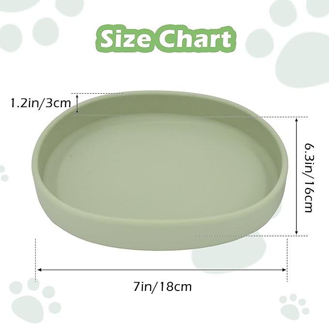 Silicone Cat Dog Bowls, Non Slip Dog Food Cat Feeding Plates, Pet Drinking Bowl for Dry and Wet Food, 10 OZ/330ML Water Bowl for Small Pets 2PCS (Green)