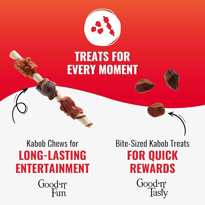 Good 'n' Tasty Kabob Bites Treat for All Dogs, 4 Ounce, Gourmet Dog Treats with Chicken, Duck or Chicken Liver, New Improved Formula for Softer Texture