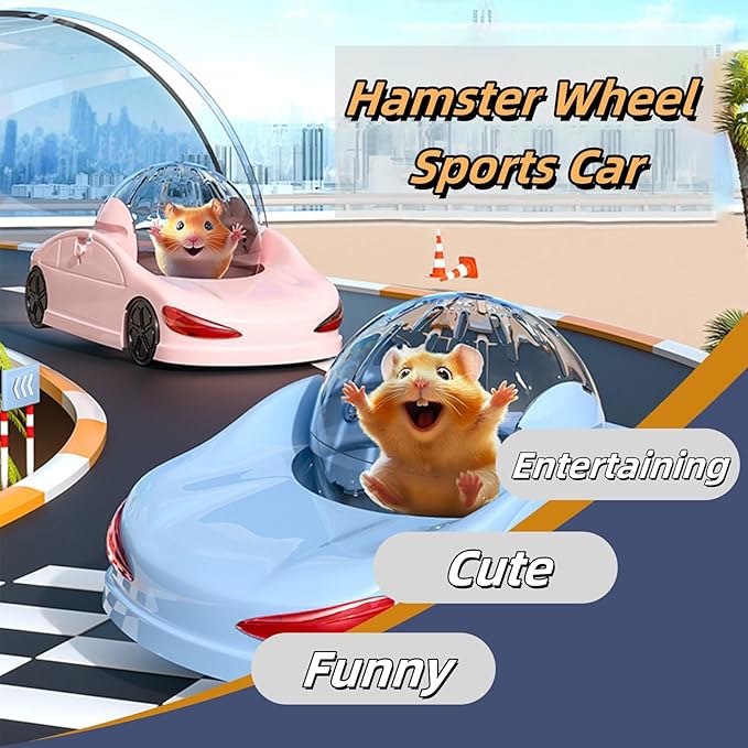 Hamster Exercise Ball Sports Car,Hamster Car with Detachable Transparent Ball,Funny Exercise Wheel for Hamsters,3 Modes Available,Suitable for Dwarf Small Pet - Safe, Breathable and Cute (Blue, 5.7")