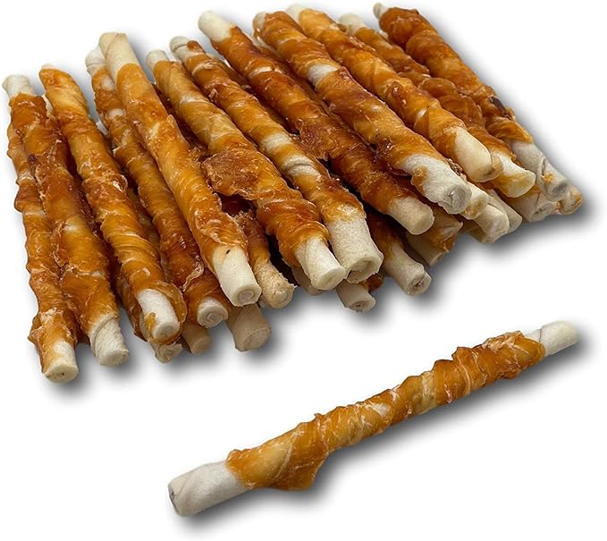 Top Dog Chews - All Natural Chicken Wrapped Rawhide Dog Twists (50 Pack)