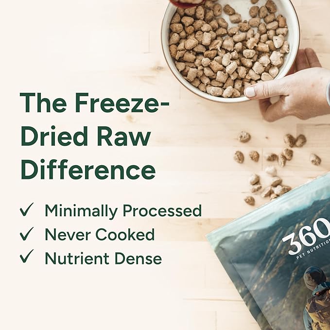 360 Pet Nutrition Freeze-Dried Raw Dog Food – Chicken Recipe with Liver & Organs, High Protein, Omega-3s, Fruits, Veggies & Superfoods, Grain-Free, No Fillers 4 x 16 oz Made in USA