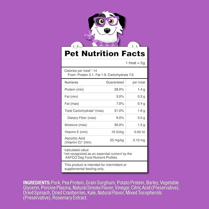 CHAMPS Soft Healthy Dog Treats for Immune Support & Training Snacks Made with Spinach, Cranberry & Kale - Smoky Pork - 16 oz