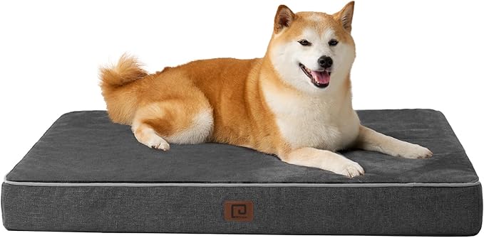EHEYCIGA Orthopedic Dog Bed Waterproof 35"x23", Memory Foam Pet Bed for Larged Size Dogs, Washable Pet Mat with Removable Cover, Dark Grey
