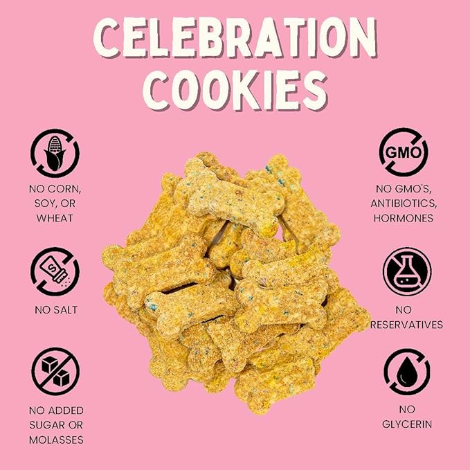 Winnie Lou Organic Dog Treats – Natural Dog Biscuits, USA Made, Organic Ingredients, Clean, Sensative Stomach, Small and Large Breed, High Protein, Hypoallergenic, Celebration Cookies (Pack of 2)