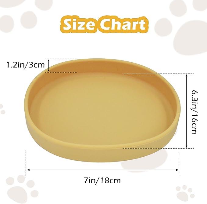Silicone Cat Dog Bowls, Non Slip Dog Food Cat Feeding Plates, Pet Drinking Bowl for Dry and Wet Food, 10 OZ/330ML Water Bowl for Small Pets 2PCS (Yellow)