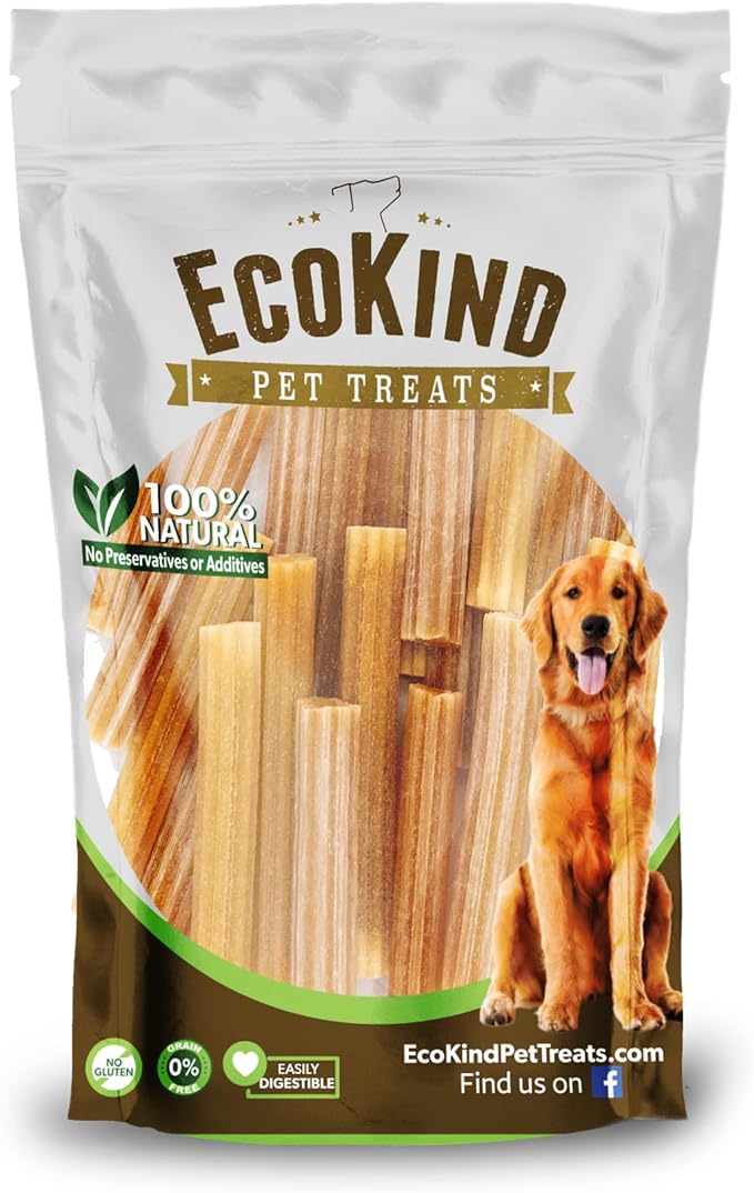 EcoKind Pet Treats Premium Gold Cheese Flavored Churro Chews | All Natural Himalayan Yak Cheese Dog Chew for Small to Large Dogs | Keeps Dogs Busy & Enjoying Indoors & Outdoor Use (30 Sticks)