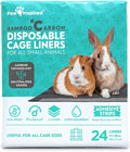 Paw Inspired Disposable Guinea Pig Cage Liners | Bamboo Charcoal Odor Controlling | Super Absorbent Liners Pee Pads for Ferrets, Rabbits, Hamsters, and Small Animals (28" x 17" (C&C 2 x 1), 24 Count)
