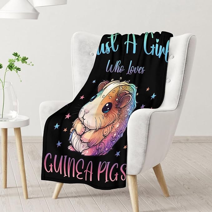 Guinea Pig Blanket - Soft, Fuzzy & Warm - 50"x60" Throw Size Blanket for Bed, Couch, Sofa - Black Cute Throw Gifts for Adults, Kids