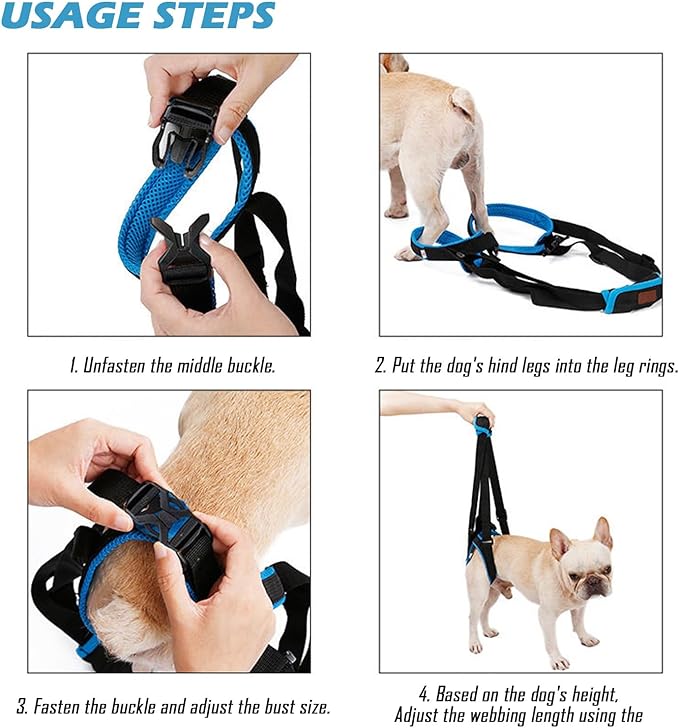 Dog Lift Harness for Back Legs, Pet Support Sling for Senior Dogs with Weak Hind Legs, Adjustable Mobility Aid Harness for Disabled, Injured, Elderly Dogs(XL)