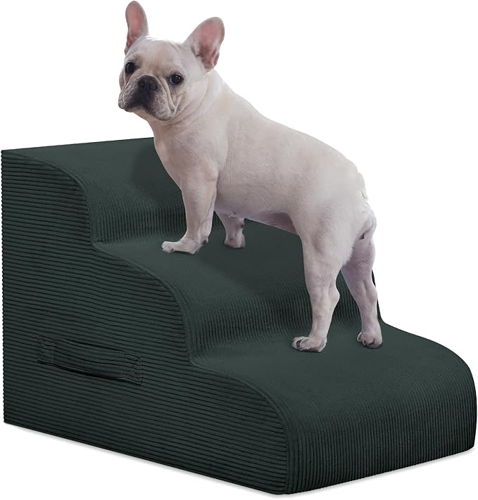 Mesa Lemon Dog Stairs Steps for High Bed, 3 Steps Pet Steps for Small Dogs Non-Slip Removable Washable Cover Ramp for Indoor Outdoor Car Couch Sofa, Dark Gray
