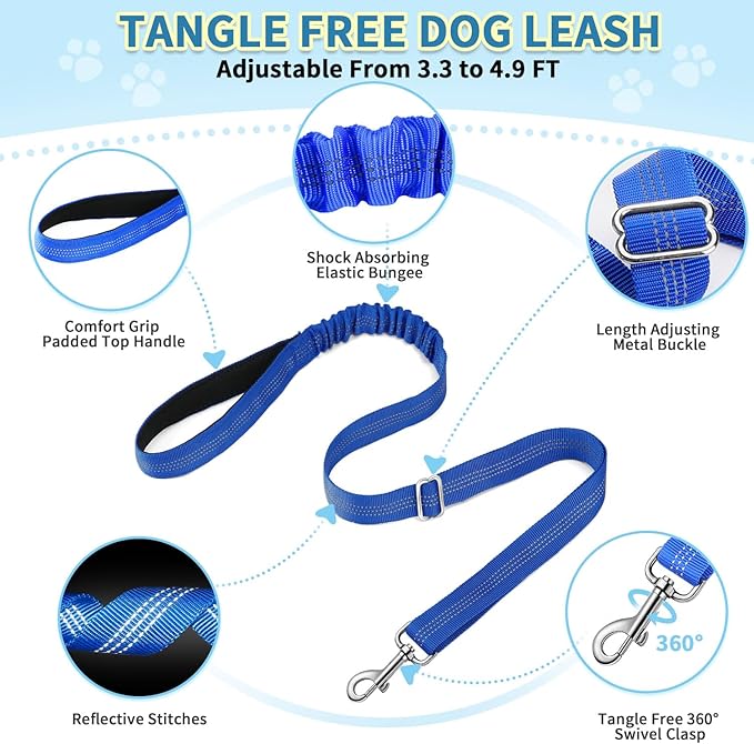 SlowTon No Pull Small Dog Harness and Leash Set, Puppy Soft Vest Harness Neck & Chest Adjustable, Reflective Lightweight Harness & Anti-Twist Pet Lead Combo for Small Medium Dogs (DB-Front Clip, S)