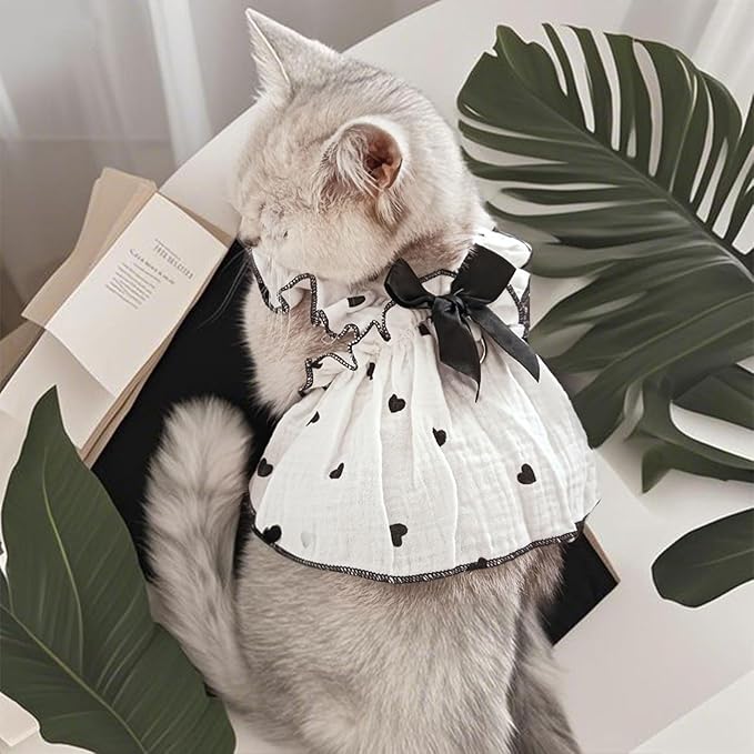 Dog Dresses for Small Dogs Girl Female Dog Cat Clothes Dress Cute Cotton Extra Summer Clothes Bow Decor Printed Love Birthday Outfit Puppy Clothes (Light Pink & Black, Medium)