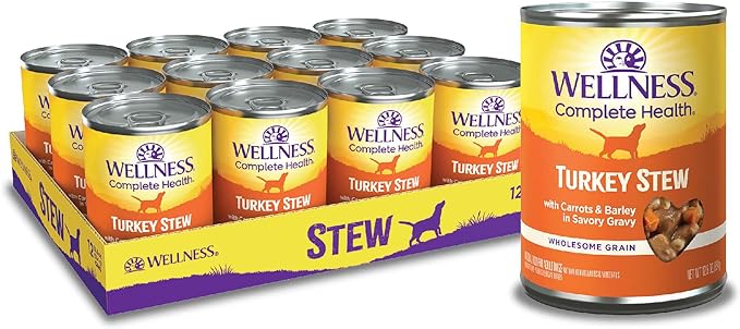 Wellness Complete Health Canned Wet Dog Food, Turkey Stew, 12.5-Ounce Can (Pack of 12)
