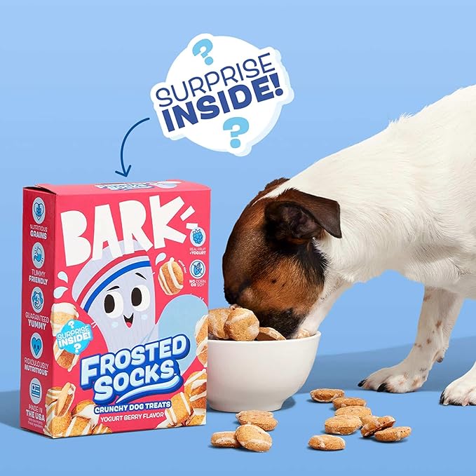 Barkbox Frosted Socks - Yogurt Berry Flavor with Real Fruit, Nutritious Grains, No Corn or Soy - 24oz Box