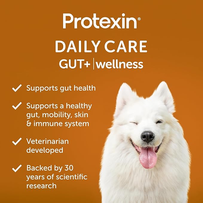 Protexin Daily Care Gut+ Wellness | 60 Dog Chews, Duck and Carrot Flavor Dog Supplement | Probiotics for Dogs, Dog Postbiotics