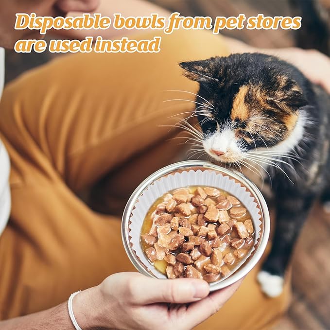 1000 Pcs Bulk Large Pet Disposable Feeding Bowls Liner Cat Food Bowls Paper Liner Pets Disposable Feeding Bowl Small Paper Cat Plates for Small Dogs Cats Dish Bowl(White)