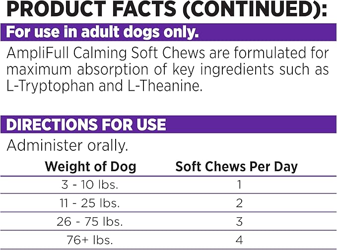 NutriSource AmpliFull Turkey Flavor Calming Dog Soft Chews, Daily Anxiety & Stress Relief Supplement for Dogs, High Absorption for Relaxation, 70 Chews (1 Pack)