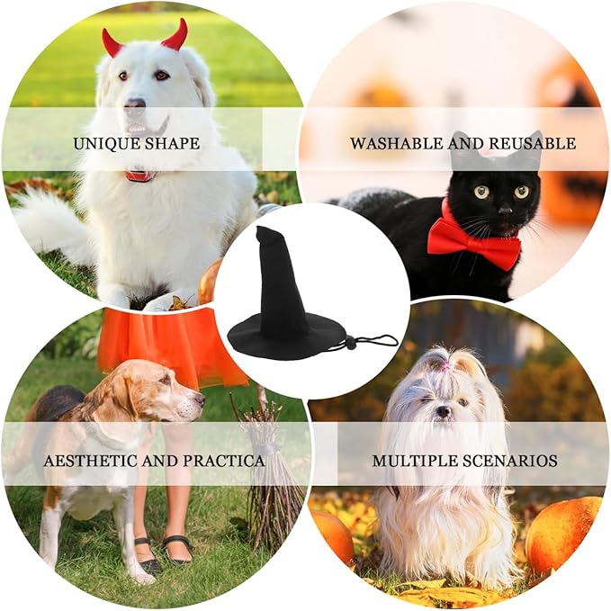 BESTOYARD Halloween Pet Hat Witch Hat for Dogs and Cats Adjustable Pet Headwear Reusable Washable Halloween Costume Accessory for Pets Party Cosplay