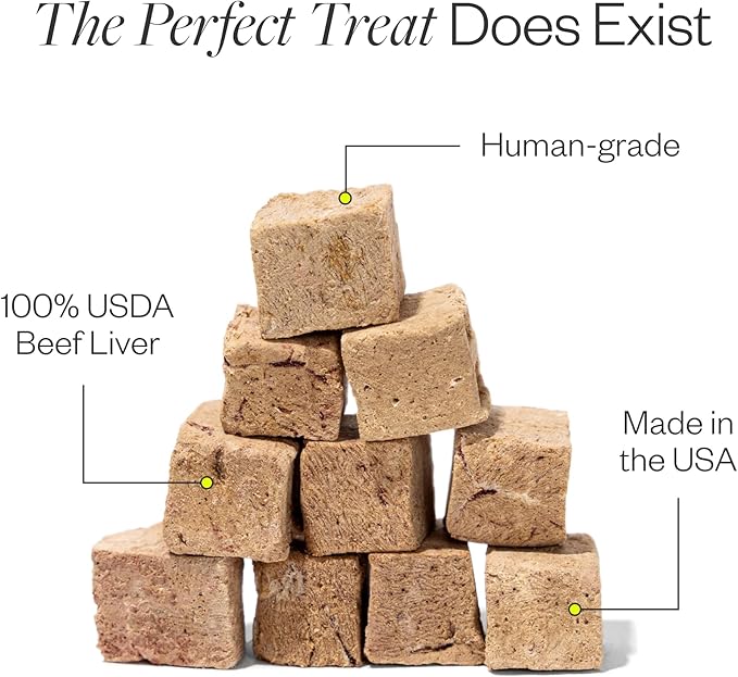 Maev Human-Grade Freeze Dried Raw Beef Liver Treats | 100% USDA Certified Single-Ingredient | Healthy, Human-Grade Dog Snacks | Perfect for Training & Sensitive Diets (Pack of 3)