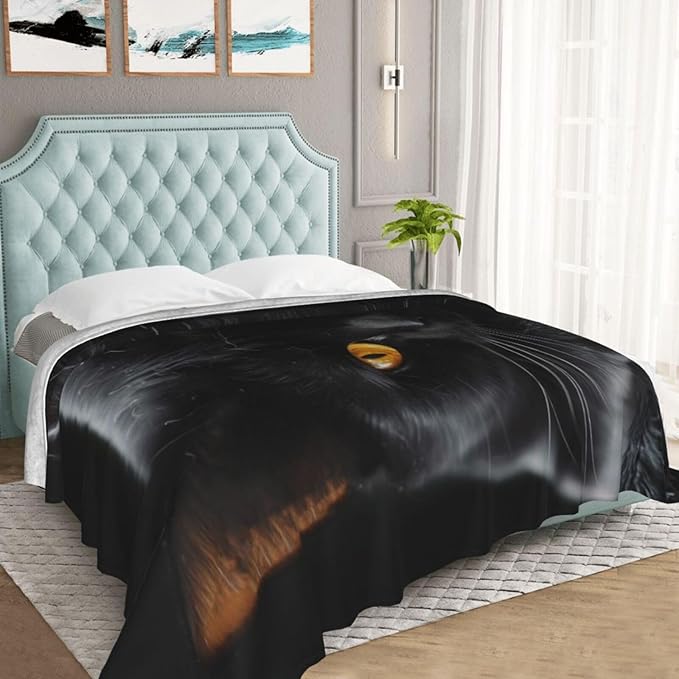 Black Cat Blanket, Gifts for Women, Dark Aesthetic Pet Gothic Soft Lightweight Throw Blankets for Kids Girls, Travel Bed Living Room Decor, 40x50in