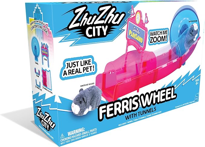 ZhuZhu City Ferris Wheel with Hamster Scoodles – Perfect for Boys & Girls! Interactive Hamster & Spinning Wheel – 40+ Unique Sounds & Actions – Pets Without The Mess