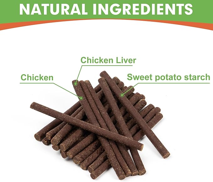 MON2SUN Dog Jerky Treats, 5 Inch Chicken Sticks (Chicken Liver Flavor) Rawhide Free Training Treats for Small Dogs, Soft and Healthy Snacks, 25.4oz (96 Count-Pack of 1)