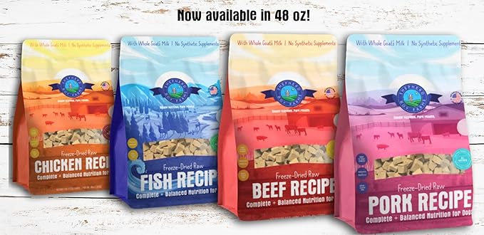 Shepherd Boy Farms Freeze Dried Raw Dog Food, Fish Medley Recipe, All Natural, No Synthetics, Made in USA with Goat's Milk & Organic Produce, High Protein, Complete Meal (48oz)
