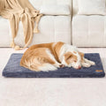 LIORCE Dog Crate Pad - Dog Bed Large Sized Dogs with Removable Washable Cover and Waterproof Lining - XL Memory Foam Pet Bed for Crate - Reversible Kennel Mat (Cool & Warm), 42-inch, Dark Grey
