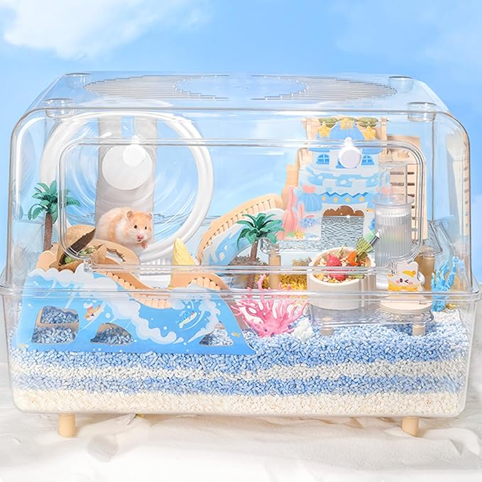 mini&moe Hamster Platform - Adjustable Heigh Small Animal Play Plastic Waterproof & Chewproof Platform for Exercise Wheel Food Bowl Water Bottle and Other Cage Accessories