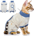 QBLEEV Cat Recovery Suit for Post Surgery, Spay Neuter Suit for Cats, Soft Stretchy Cotton Cat Onesie for Skin Diseases, Anti-Lick Surgical Shirt Pajamas for Abdominal Wound, Kitten Cone Alternative