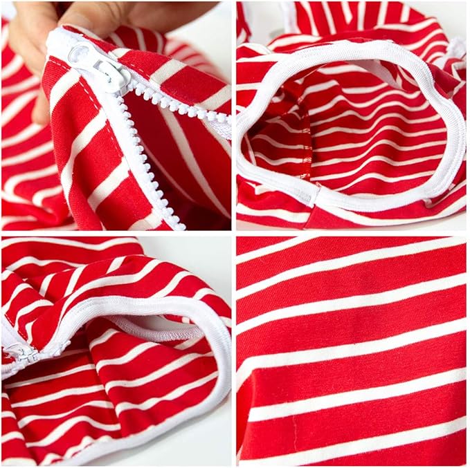 Dog’s Recovery Suit Post Surgery Shirt for Female Male Dog, E-Collar Alternative Wound Protective Clothes (red white-2xl)