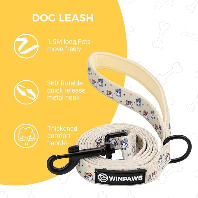 Dog Harness and Lead, Bow Tie Collar Set with Dog Poop Bag Holder and Bandanas, Escape Proof Adjustable Puppy Cat Vest with Soft Mesh Padded, Pet Supplies for Small Medium Dogs Kitten (Yellow Puppy,L)
