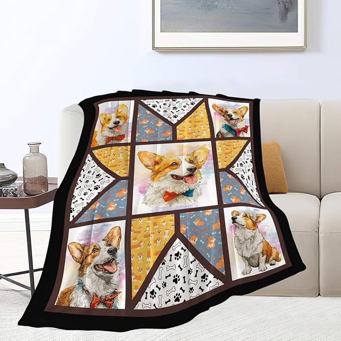 Corgi Throw Blanket Corgi Puppy Stuff Gifts for Dog Lover Kids Girls Boys Adults Women Men Soft Cozy Warm Plush Fluffy Fuzzy Fleece Blanket Decor 40''X50''