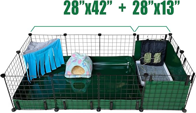 Guinea Pig Cage Liner, for 28"x42" Area Waterproof/Leakproof Base for Guinea Pig Cages. Reusable Bottom for Rabbits Hamsters Hedgehogs and Other Small Animals. Green