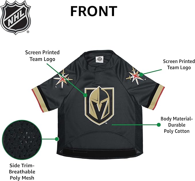 Pets First NHL Las Vegas Golden Knights Jersey for Dogs & Cats, X-Large. - Let Your Pet Be A Real NHL Fan!