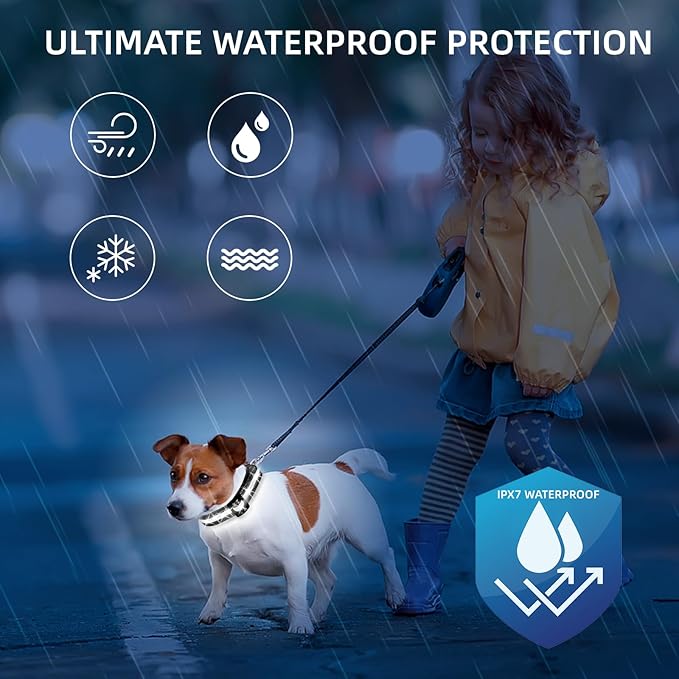 Super Bright LED Dog Collar - Fully Waterproof & Adjustable Glow Collar - USB-C Rechargeable for Night Walking, Safety - Flashing Lighted Collar for Dogs(White,S)