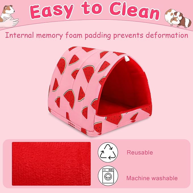 UPINS 2 Pack Guinea Pig Bed, Guinea Pig Hideout Washable Small Animal House Cage Accessories for Dwarf Rabbits Chinchillas Hamsters Hedgehogs Ferrets Bearded Dragons and Rats