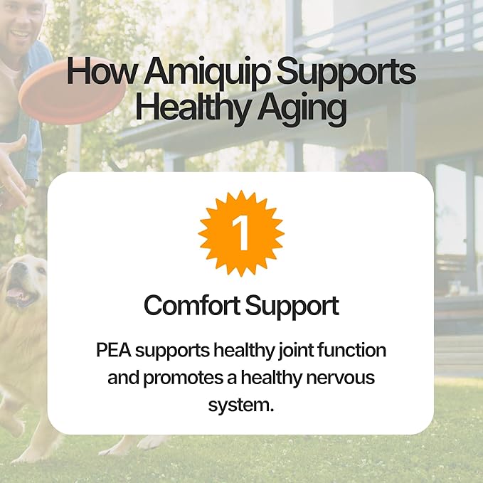 Amiquip® Dog Supplement for Senior Dogs – Longevity, Comfort & Joint Support, Clinically Studied Formula, 90 Soft Chews for Daily Healthy Aging with PQQ & Palmitoylethanolamide
