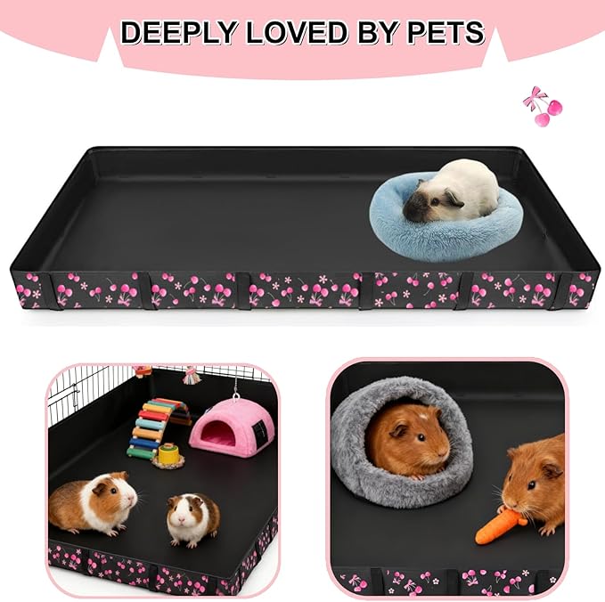 DZWLKJ Guinea Pig Cage Liner,Washable Tarp Bottom Base,Cherry Graphic,24"x96", Reusable for Rabbit, Chinchilla, Hedgehog, Ferret & Other Small Animals.