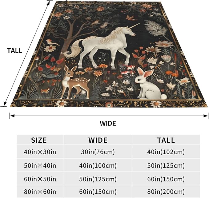 Unicorn Throw Blanket for Girls & Adults - Super Warm, Soft & Lightweight Fleece Flannel - 80"X60"