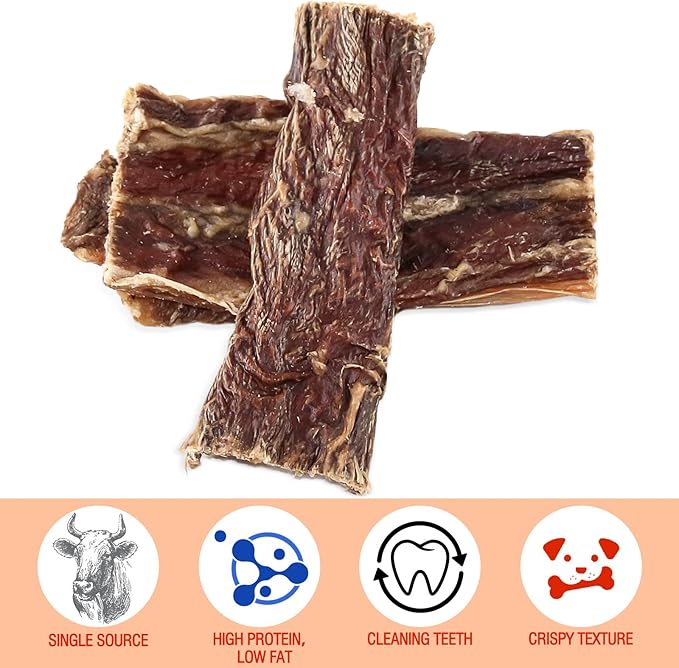 2.83 OZ Beef Esophagus Dog Treats,Single Ingredient All Natural Healthy Chews for Dogs,High Protein Long Lasting Chews for Small & Large Dogs (2.83 OZ)